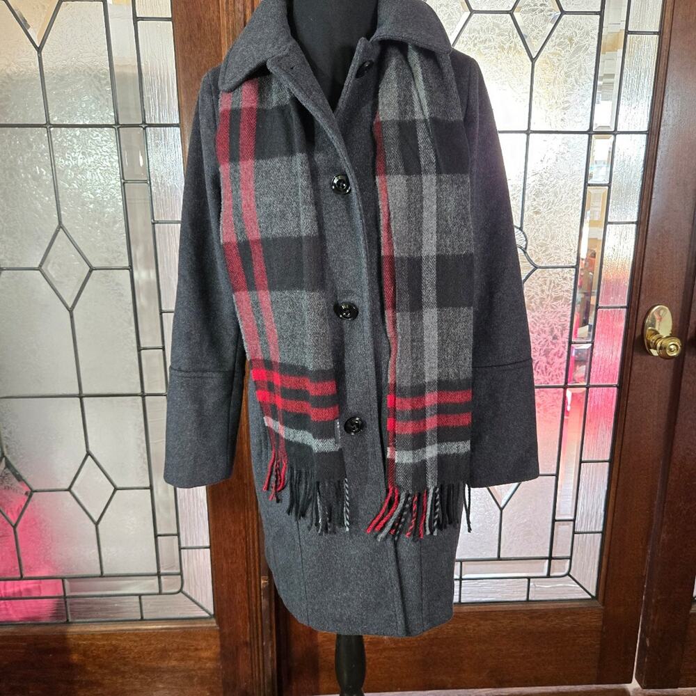 London Fog Wool Blend Peacoat w/ Scarf